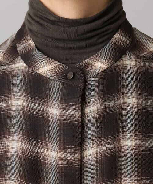 MICHEL KLEIN / ミッシェルクラン ロング・マキシ丈ワンピース | バンドカラーチェックシャツワンピース | 詳細20