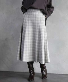MICHEL KLEIN / ミッシェルクラン ロング・マキシ丈スカート | 2WAYストレッチチェックフレアースカート