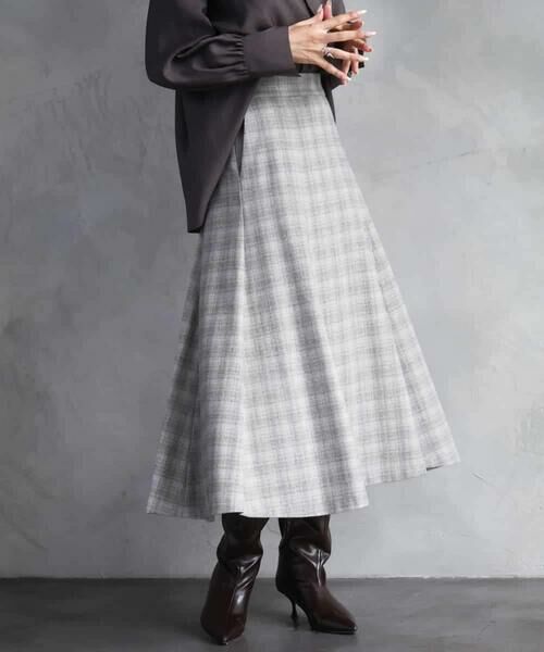MICHEL KLEIN / ミッシェルクラン ロング・マキシ丈スカート | 2WAYストレッチチェックフレアースカート | 詳細1