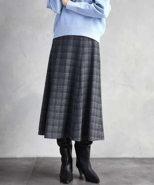 MICHEL KLEIN / ミッシェルクラン ロング・マキシ丈スカート | 2WAYストレッチチェックフレアースカート | 詳細16