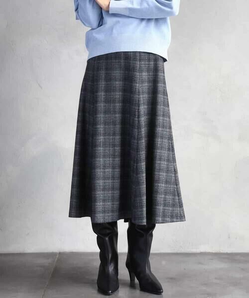 MICHEL KLEIN / ミッシェルクラン ロング・マキシ丈スカート | 2WAYストレッチチェックフレアースカート | 詳細17
