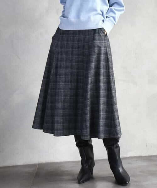 MICHEL KLEIN / ミッシェルクラン ロング・マキシ丈スカート | 2WAYストレッチチェックフレアースカート | 詳細18