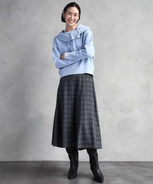 MICHEL KLEIN / ミッシェルクラン ロング・マキシ丈スカート | 2WAYストレッチチェックフレアースカート | 詳細19