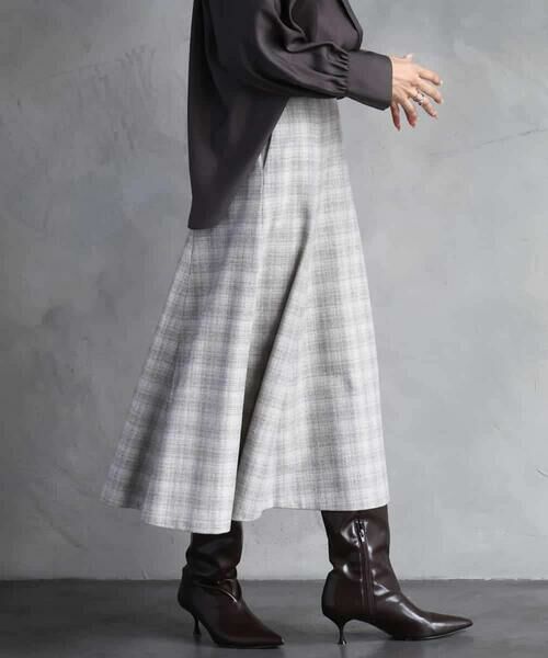 MICHEL KLEIN / ミッシェルクラン ロング・マキシ丈スカート | 2WAYストレッチチェックフレアースカート | 詳細2