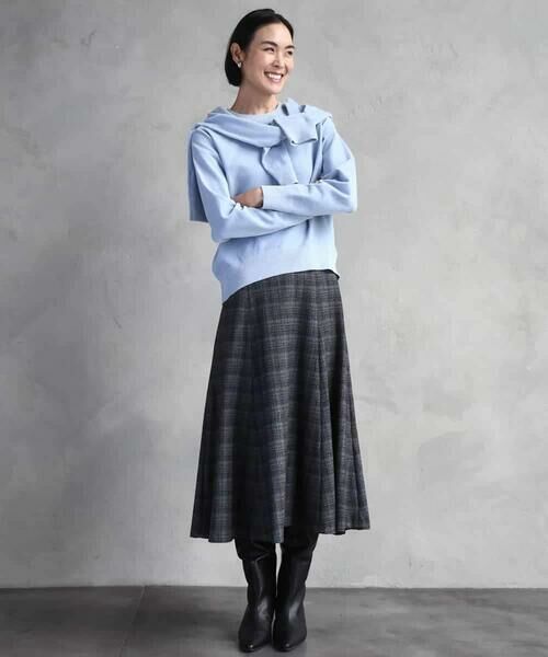 MICHEL KLEIN / ミッシェルクラン ロング・マキシ丈スカート | 2WAYストレッチチェックフレアースカート | 詳細20