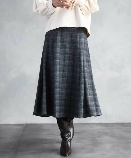 MICHEL KLEIN / ミッシェルクラン ロング・マキシ丈スカート | 2WAYストレッチチェックフレアースカート | 詳細25