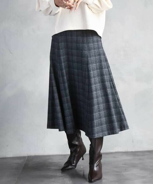 MICHEL KLEIN / ミッシェルクラン ロング・マキシ丈スカート | 2WAYストレッチチェックフレアースカート | 詳細26