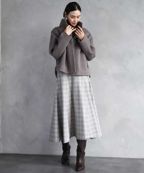 MICHEL KLEIN / ミッシェルクラン ロング・マキシ丈スカート | 2WAYストレッチチェックフレアースカート | 詳細6