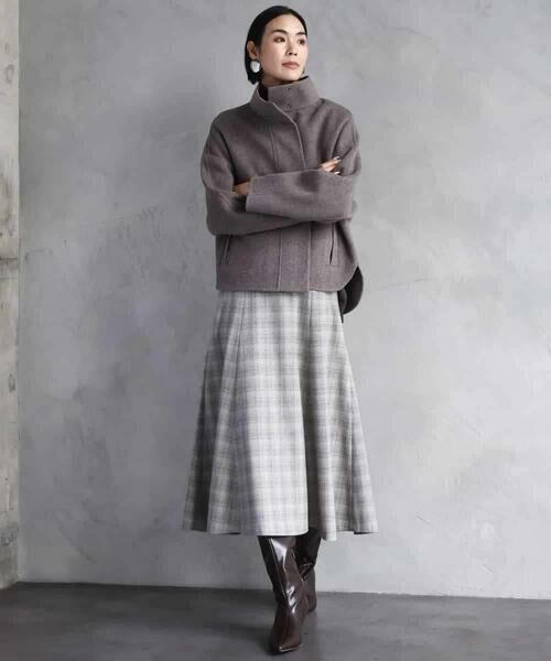 MICHEL KLEIN / ミッシェルクラン ロング・マキシ丈スカート | 2WAYストレッチチェックフレアースカート | 詳細7