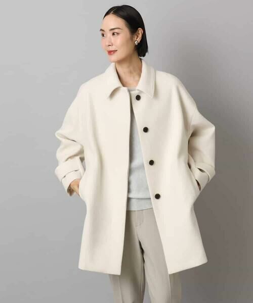 MICHEL KLEIN/ミッシェルクラン スーパー100'sウールステンカラーコート アイボリー L MICHEL KLEIN/ミッシェルクラン スーパー100'sウールステンカラーコート アイボリー L