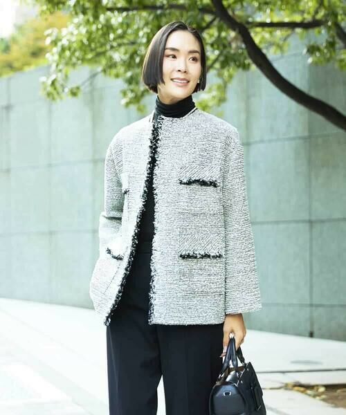 MICHEL KLEIN / ミッシェルクラン セットアップ | [セットアップ対応]ファンシーツイードロングジャケット | 詳細1