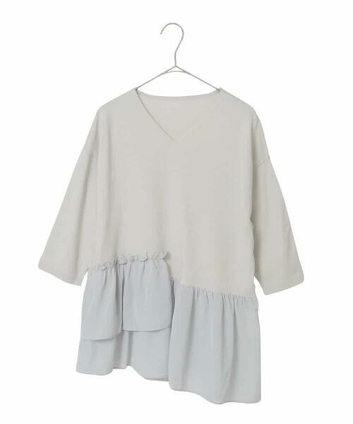 MICHEL KLEIN / ミッシェルクラン ニット・セーター | 裾切替フレアニットプルオーバー（ライトグレー）