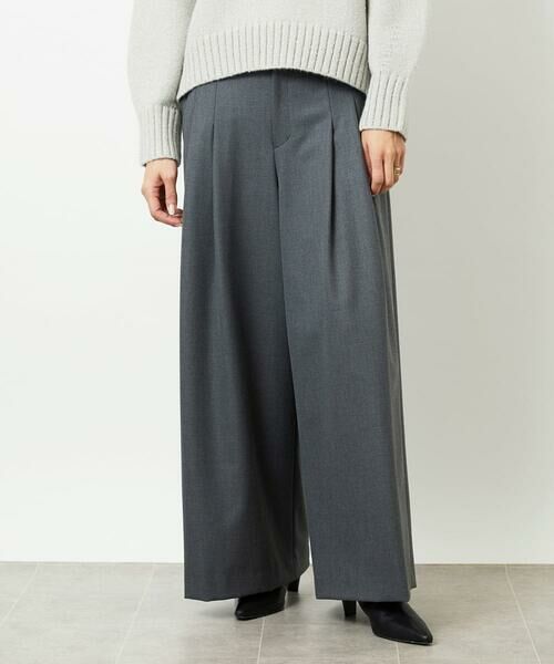 MICHEL KLEIN / ミッシェルクラン その他パンツ | 2タックワイドパンツ(ダークグレー)