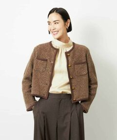 MICHEL KLEIN / ミッシェルクラン カーディガン・ボレロ | ツィード調モールニットジャケット