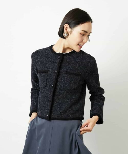 MICHEL KLEIN / ミッシェルクラン カーディガン・ボレロ | ツィード調モールニットジャケット | 詳細1