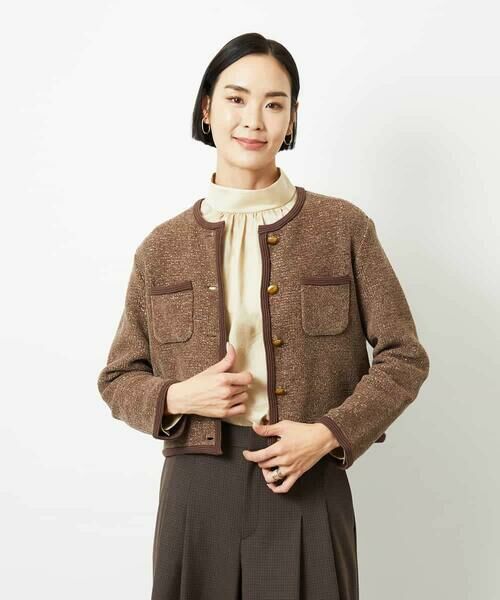 MICHEL KLEIN / ミッシェルクラン カーディガン・ボレロ | ツィード調モールニットジャケット | 詳細18