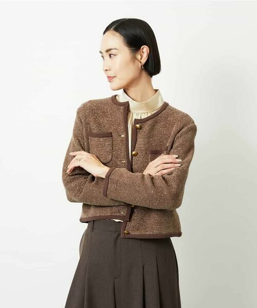 MICHEL KLEIN / ミッシェルクラン カーディガン・ボレロ | ツィード調モールニットジャケット | 詳細19