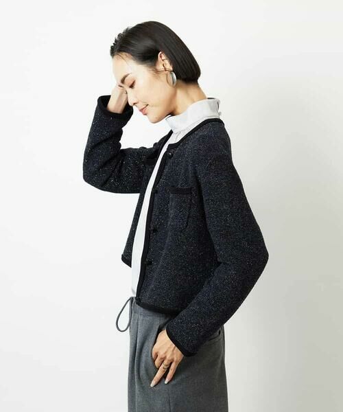 MICHEL KLEIN / ミッシェルクラン カーディガン・ボレロ | ツィード調モールニットジャケット | 詳細8