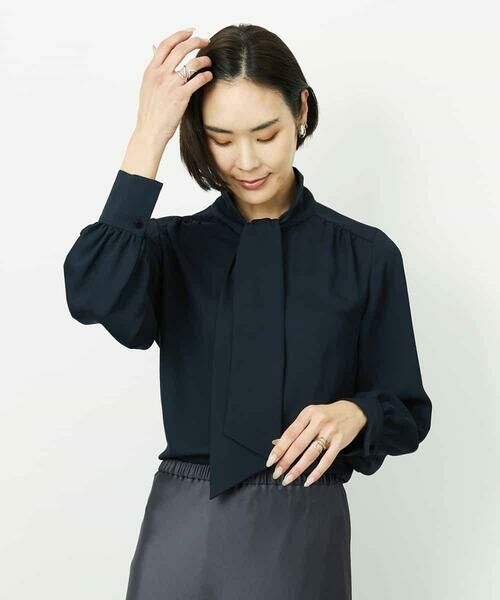 MICHEL KLEIN / ミッシェルクラン シャツ・ブラウス | ボウタイブラウス（ブラック）