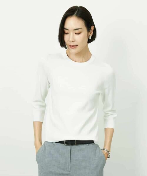 MICHEL KLEIN / ミッシェルクラン ニット・セーター | [アンサンブル対応]コンパクトニットプルオーバー（ホワイト）