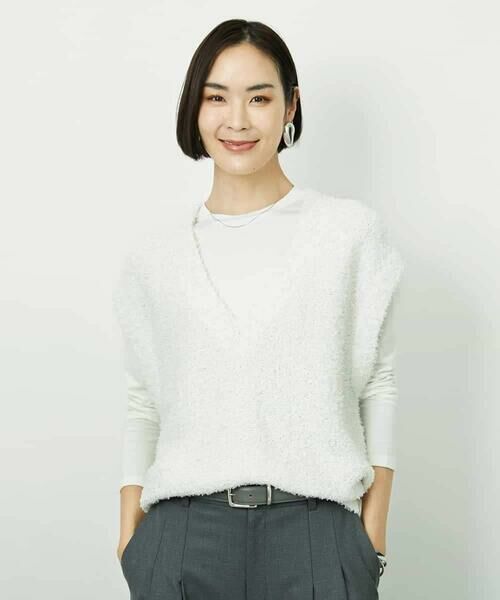 MICHEL KLEIN / ミッシェルクラン ニット・セーター | ツィードライクVネックベスト | 詳細1