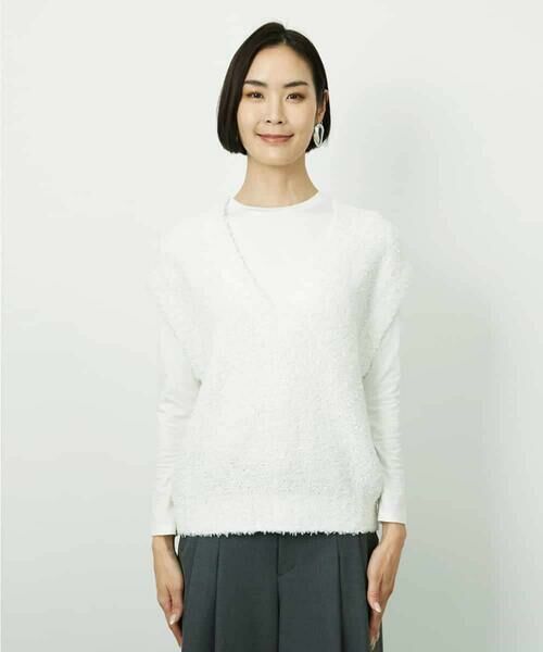 MICHEL KLEIN / ミッシェルクラン ニット・セーター | ツィードライクVネックベスト | 詳細17