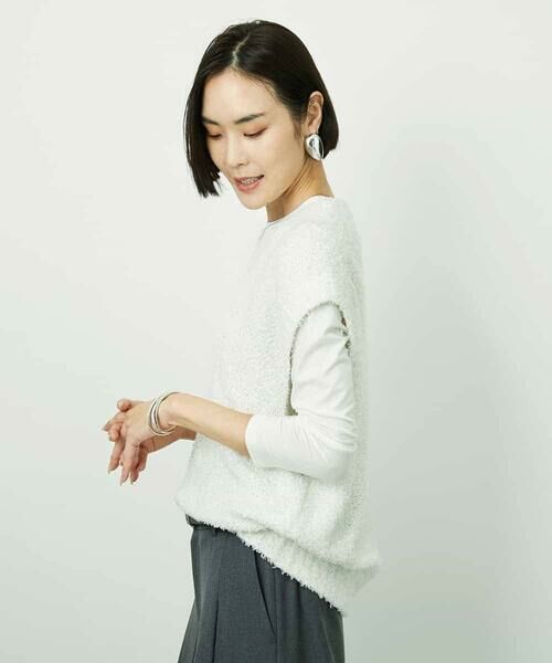 MICHEL KLEIN / ミッシェルクラン ニット・セーター | ツィードライクVネックベスト | 詳細2