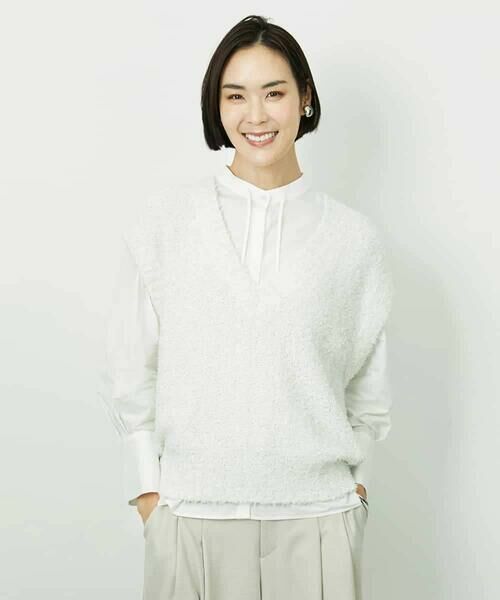 MICHEL KLEIN / ミッシェルクラン ニット・セーター | ツィードライクVネックベスト | 詳細6