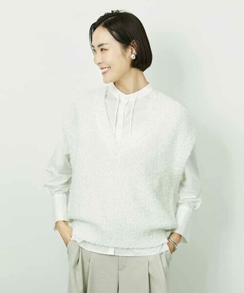 MICHEL KLEIN / ミッシェルクラン ニット・セーター | ツィードライクVネックベスト | 詳細8