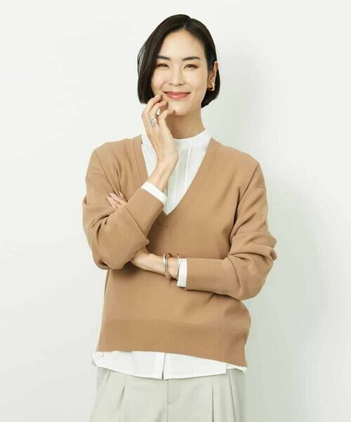 MICHEL KLEIN / ミッシェルクラン ニット・セーター | Vネックニットプルオーバー（ベージュ）