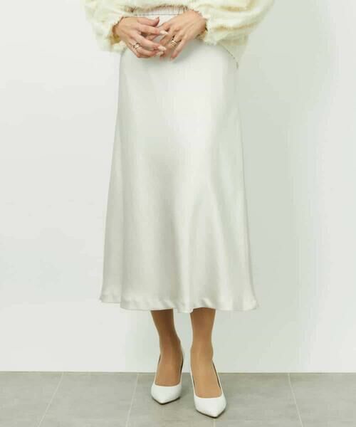 MICHEL KLEIN / ミッシェルクラン ロング・マキシ丈スカート | [コージーボトム]ヴィンテージサテンスカート（アイボリー）