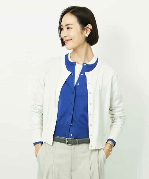 MICHEL KLEIN / ミッシェルクラン カーディガン・ボレロ | コンパクトクルーネックカーディガン（アイボリー）