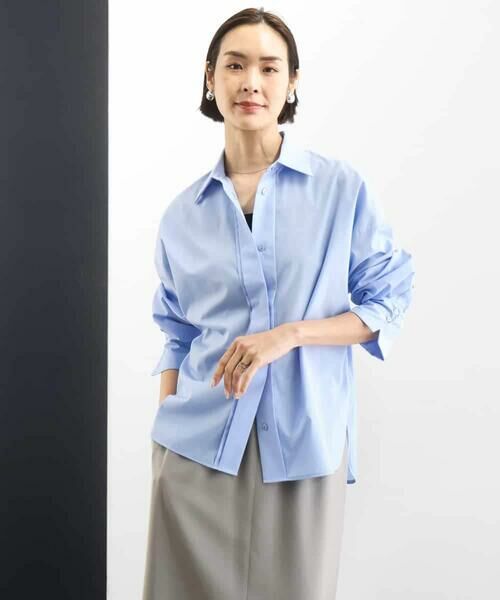MICHEL KLEIN / ミッシェルクラン シャツ・ブラウス | オーバーサイズシャンブレーシャツ（ライトブルー）
