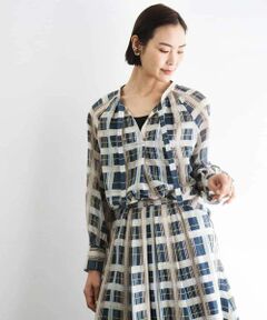 MICHEL KLEIN / ミッシェルクラン シャツ・ブラウス | [セットアップ対応]チェック柄細めリボンスキッパーブラウス