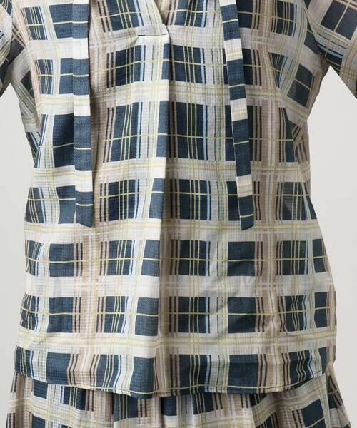 MICHEL KLEIN / ミッシェルクラン シャツ・ブラウス | [セットアップ対応]チェック柄細めリボンスキッパーブラウス | 詳細13