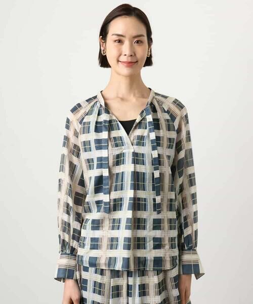 MICHEL KLEIN / ミッシェルクラン シャツ・ブラウス | [セットアップ対応]チェック柄細めリボンスキッパーブラウス | 詳細7