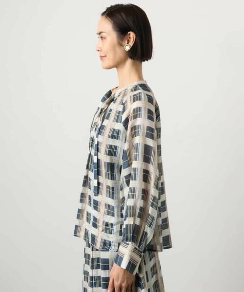 MICHEL KLEIN / ミッシェルクラン シャツ・ブラウス | [セットアップ対応]チェック柄細めリボンスキッパーブラウス | 詳細8