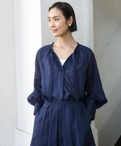 MICHEL KLEIN / ミッシェルクラン シャツ・ブラウス | [セットアップ対応]ライトワッフル細めリボンスキッパーブラウス