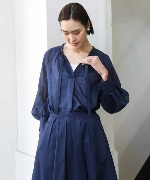 MICHEL KLEIN / ミッシェルクラン シャツ・ブラウス | [セットアップ対応]ライトワッフル細めリボンスキッパーブラウス | 詳細1