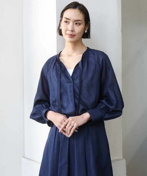 MICHEL KLEIN / ミッシェルクラン シャツ・ブラウス | [セットアップ対応]ライトワッフル細めリボンスキッパーブラウス | 詳細2