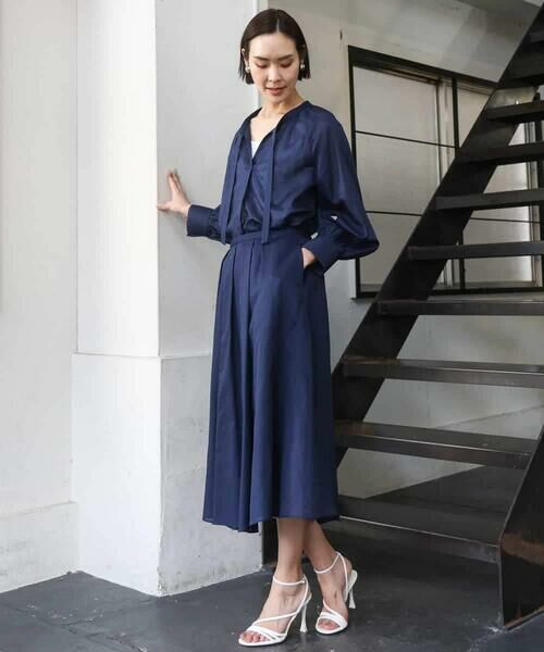 MICHEL KLEIN / ミッシェルクラン シャツ・ブラウス | [セットアップ対応]ライトワッフル細めリボンスキッパーブラウス | 詳細3