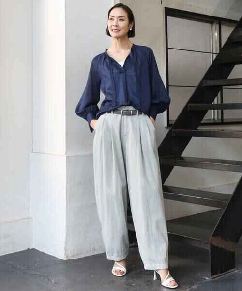 MICHEL KLEIN / ミッシェルクラン シャツ・ブラウス | [セットアップ対応]ライトワッフル細めリボンスキッパーブラウス | 詳細8