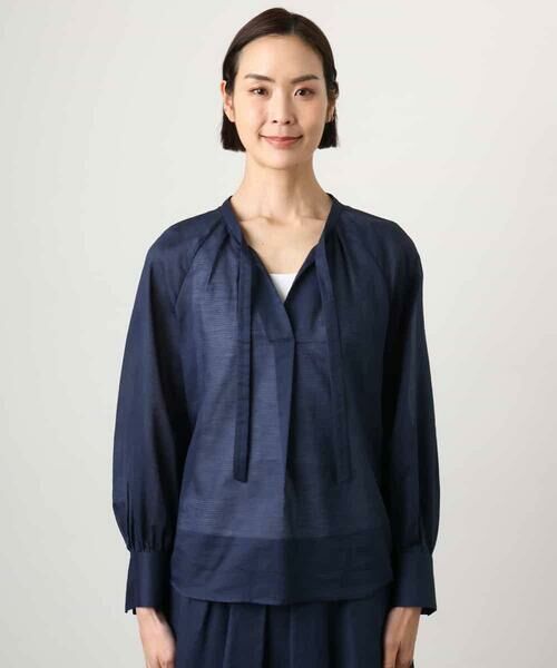 MICHEL KLEIN / ミッシェルクラン シャツ・ブラウス | [セットアップ対応]ライトワッフル細めリボンスキッパーブラウス | 詳細9