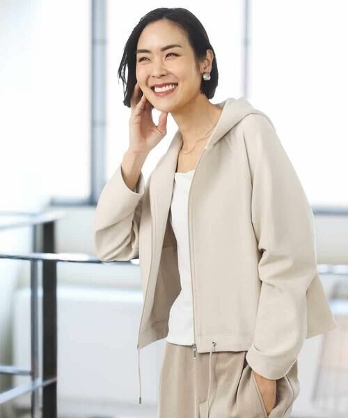 MICHEL KLEIN / ミッシェルクラン カーディガン・ボレロ | オーガニックコットン パイルパーカー（ベージュ）