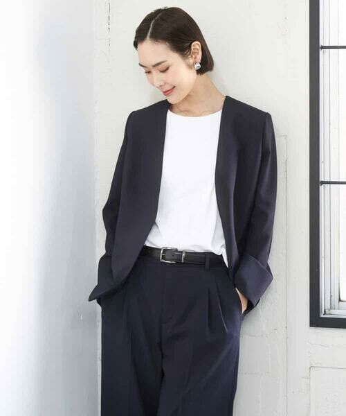 MICHEL KLEIN / ミッシェルクラン ノーカラージャケット | [セットアップ対応]ツイードライク ノーカラージャケット | 詳細11