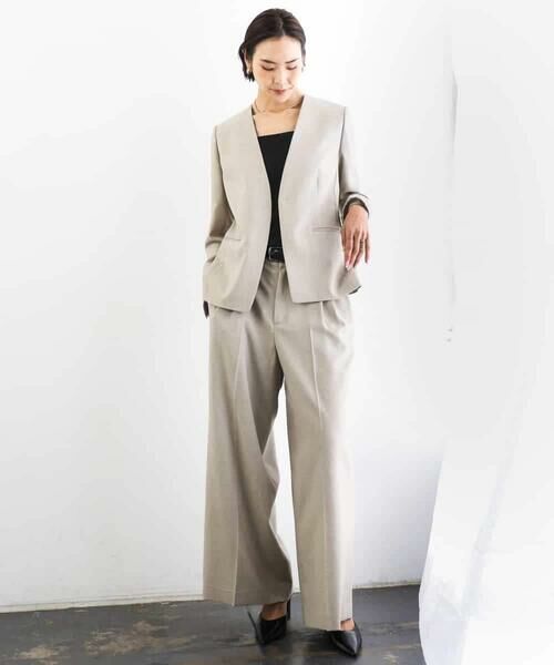 MICHEL KLEIN / ミッシェルクラン ノーカラージャケット | [セットアップ対応]ツイードライク ノーカラージャケット | 詳細4