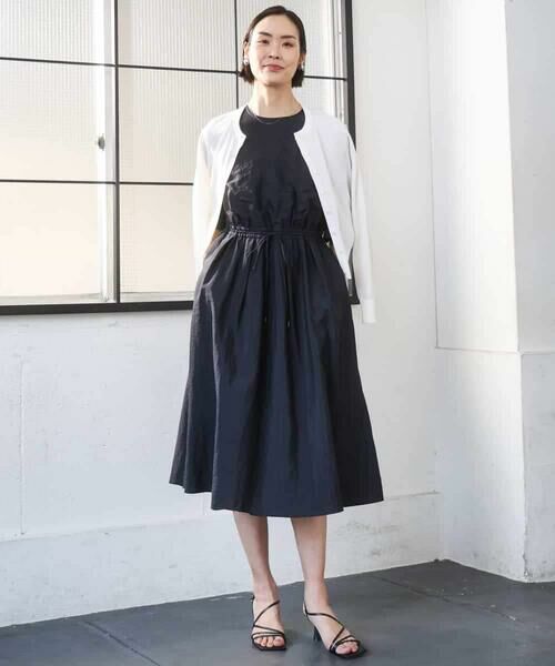 MICHEL KLEIN / ミッシェルクラン ロング・マキシ丈ワンピース | ナイロンクロス ギャザーワンピース | 詳細10