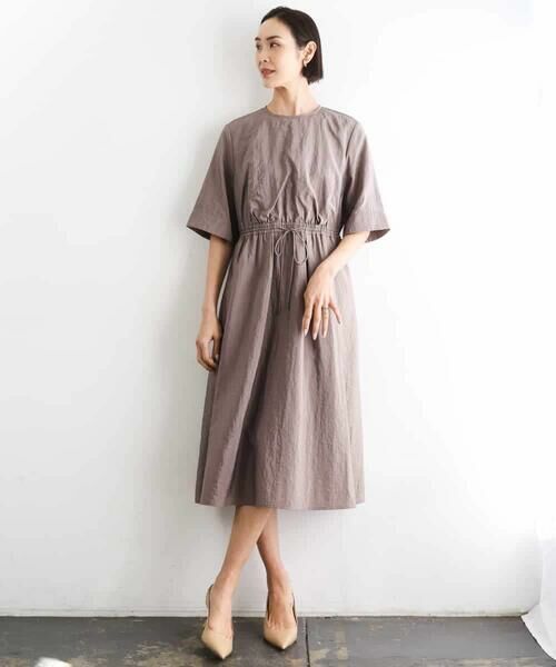 MICHEL KLEIN / ミッシェルクラン ロング・マキシ丈ワンピース | ナイロンクロス ギャザーワンピース | 詳細2