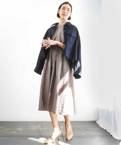 MICHEL KLEIN / ミッシェルクラン ロング・マキシ丈ワンピース | ナイロンクロス ギャザーワンピース | 詳細4