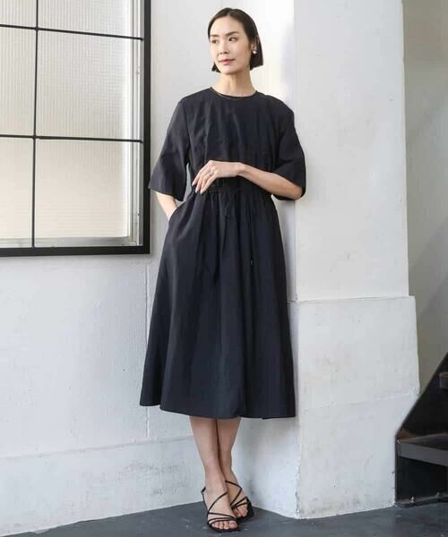 MICHEL KLEIN / ミッシェルクラン ロング・マキシ丈ワンピース | ナイロンクロス ギャザーワンピース | 詳細7